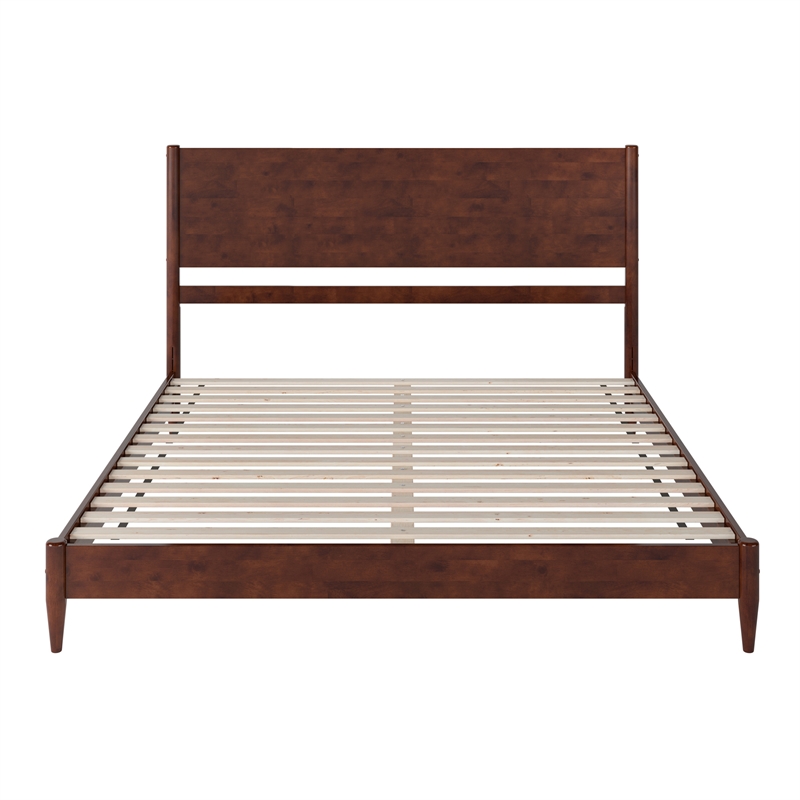 AFI Pasadena King Solid Wood Low Profile Platform Bed in Walnut