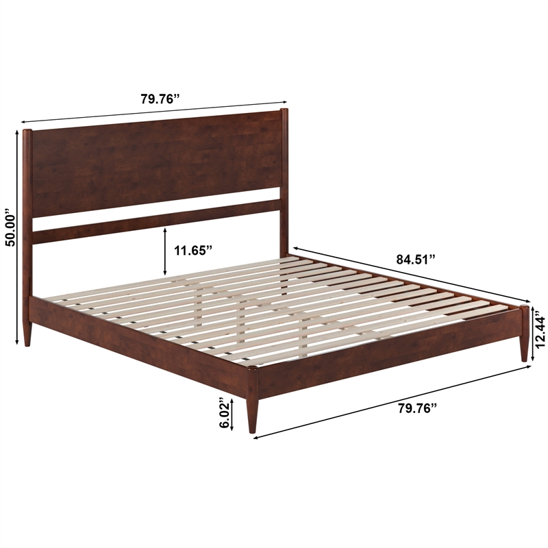 AFI Pasadena King Solid Wood Low Profile Platform Bed in Walnut