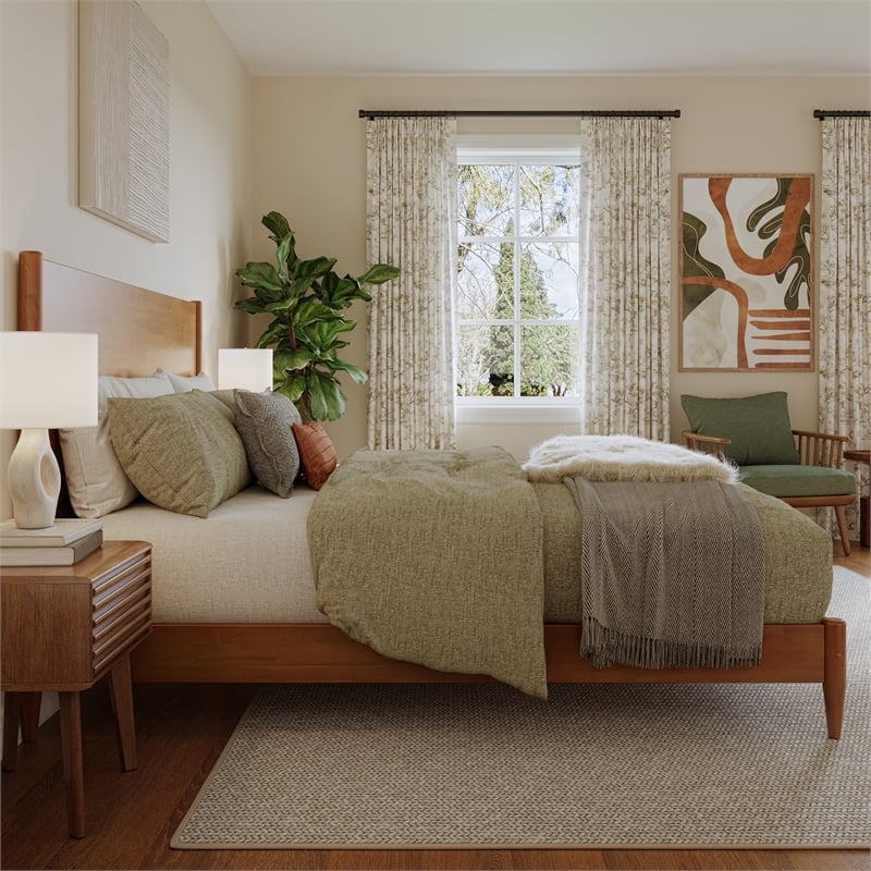 Pasadena King Solid Wood Low Profile Platform Bed in Light Toffee