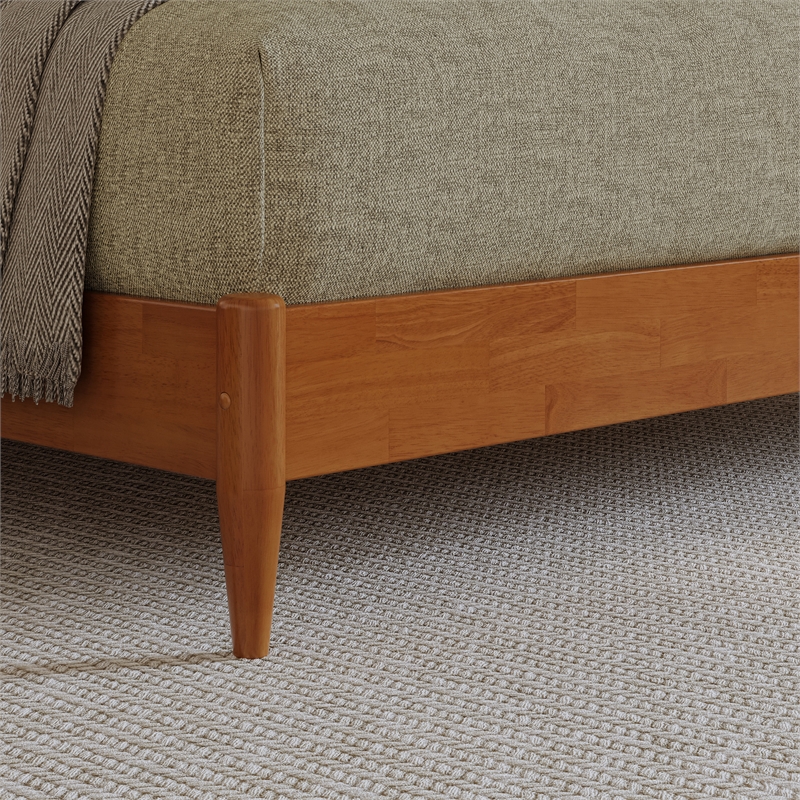 Pasadena King Solid Wood Low Profile Platform Bed in Light Toffee