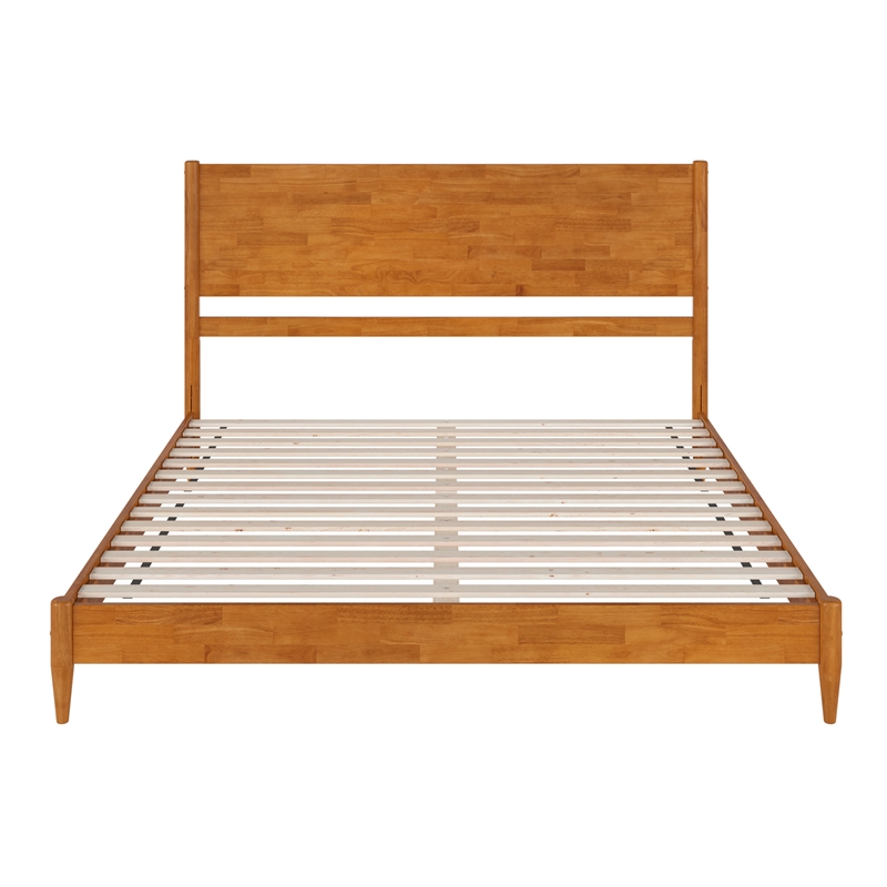 Pasadena King Solid Wood Low Profile Platform Bed in Light Toffee