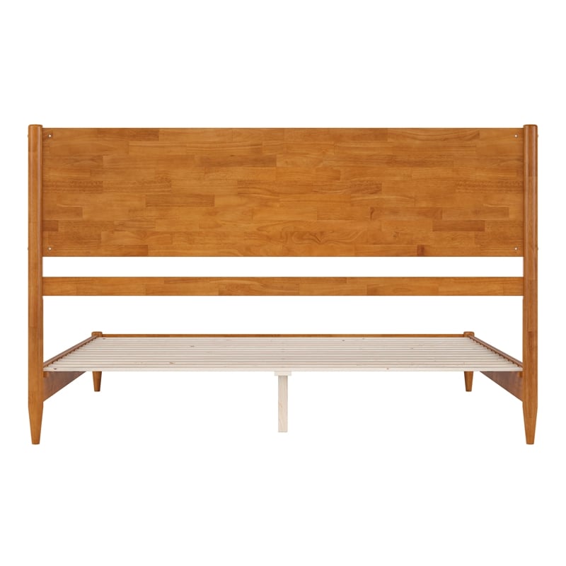 Pasadena King Solid Wood Low Profile Platform Bed in Light Toffee