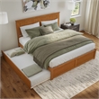 Nantucket King Wood Platform Bed with Footboard and TXL Trundle in Light Toffee
