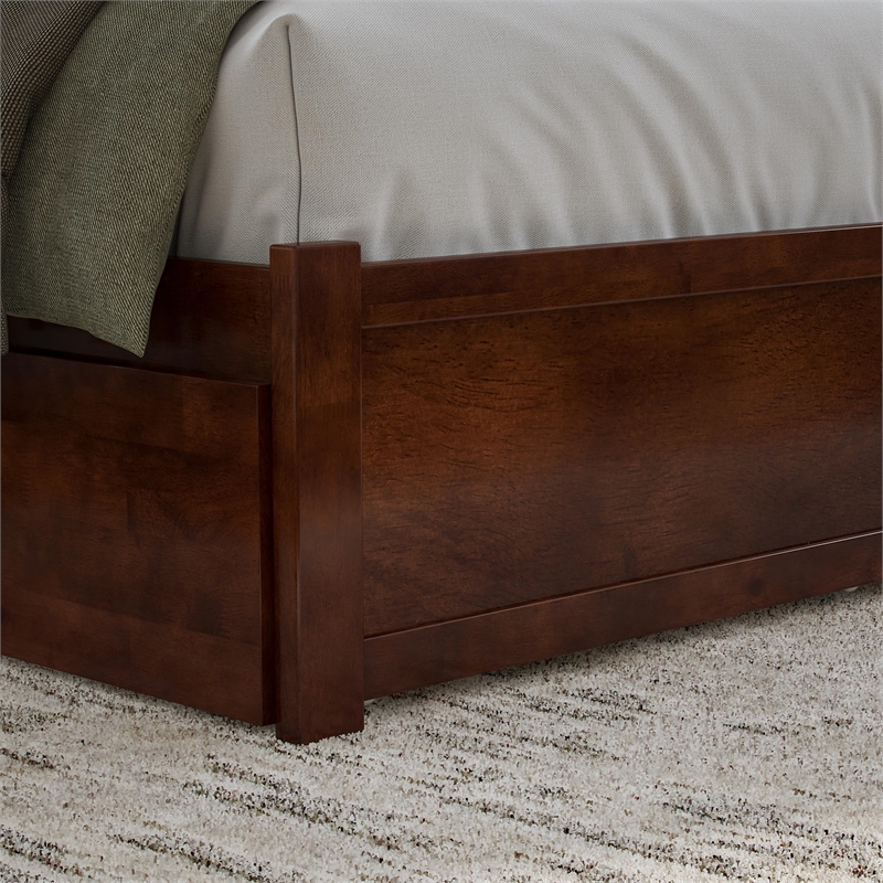 Nantucket King Wood Platform Bed with Footboard and Storage Drawers in Walnut