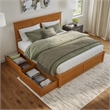 Nantucket King Wood Platform Bed with Footboard and Drawers in Light Toffee
