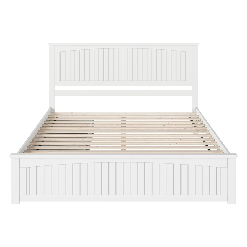 Nantucket King Wood Platform Bed with Matching Footboard and Drawers in White