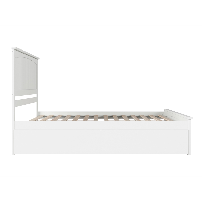 Nantucket King Wood Platform Bed with Matching Footboard and Drawers in White