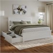 Nantucket King Wood Platform Bed with Matching Footboard and Drawers in White