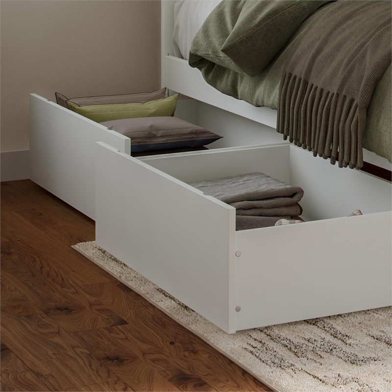 Nantucket King Wood Platform Bed with Matching Footboard and Drawers in White