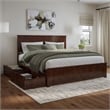 Nantucket King Wood Platform Bed with Matching Footboard and Drawers in Walnut