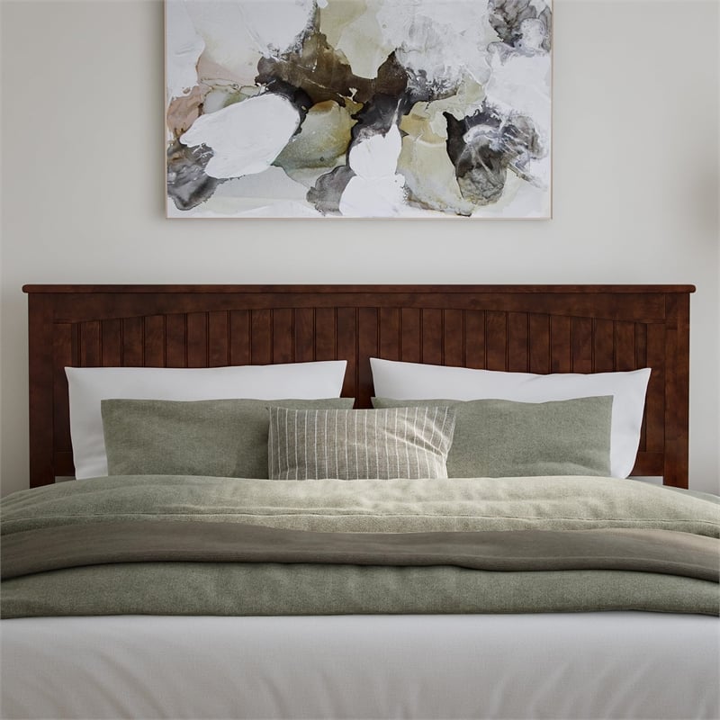 Nantucket King Wood Platform Bed with Matching Footboard and Drawers in Walnut
