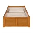 Concord Twin XL Wood Platform Bed with Footboard and Drawers in Light Toffee