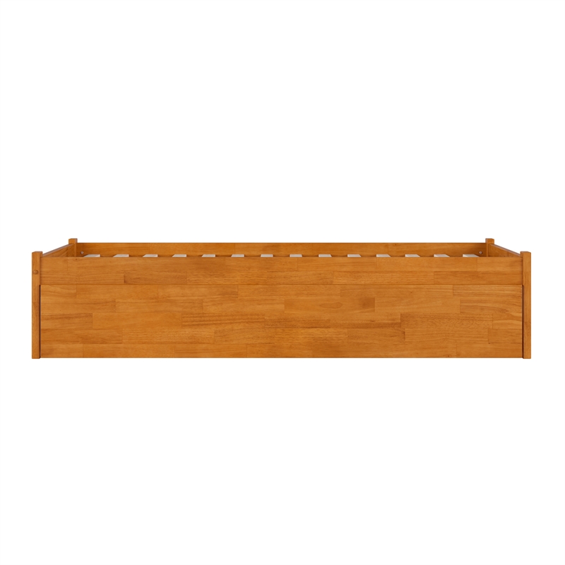 Concord Twin Wood Platform Bed with Footboard and Twin Trundle in Light Toffee