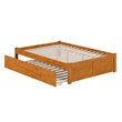 Concord Full Wood Platform Bed with Footboard and Twin Trundle in Light Toffee