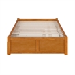 Concord Full Wood Platform Bed with Footboard and Twin Trundle in Light Toffee