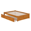 Concord Full Wood Platform Bed with Footboard and Full Trundle in Light Toffee