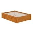 Concord Full Wood Platform Bed with Footboard and Full Trundle in Light Toffee