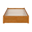 Concord Full Wood Platform Bed with Footboard and Full Trundle in Light Toffee