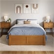 Concord Full Wood Platform Bed with Footboard and Drawers in Light Toffee
