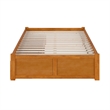 Concord Full Wood Platform Bed with Footboard and Drawers in Light Toffee