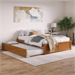 Concord Queen Wood Platform Bed with Footboard and TXL Trundle in Light Toffee