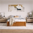 Concord Queen Wood Platform Bed with Footboard and TXL Trundle in Light Toffee