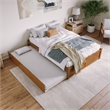 Concord Queen Wood Platform Bed with Footboard and TXL Trundle in Light Toffee