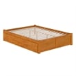 Concord Queen Wood Platform Bed with Footboard and TXL Trundle in Light Toffee