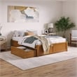 Concord Queen Wood Platform Bed with Footboard and Drawers in Light Toffee