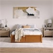 Concord Queen Wood Platform Bed with Footboard and Drawers in Light Toffee