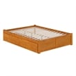 Concord Queen Wood Platform Bed with Footboard and Drawers in Light Toffee