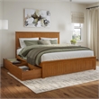 Nantucket King Platform Bed with Matching Footboard and Drawers in Light Toffee