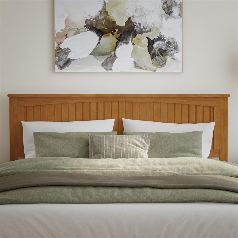 Nantucket King Platform Bed with Matching Footboard and Drawers in Light Toffee