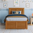 Madison Twin Wood Platform Bed with Footboard and Twin Trundle in Light Toffee