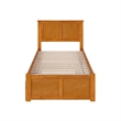 Madison Twin Wood Platform Bed with Footboard and Twin Trundle in Light Toffee