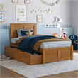Madison Twin Wood Platform Bed with Footboard & Storage Drawers in Light Toffee