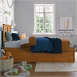 Madison Twin Wood Platform Bed with Footboard & Storage Drawers in Light Toffee