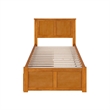 Madison Twin Wood Platform Bed with Footboard & Storage Drawers in Light Toffee
