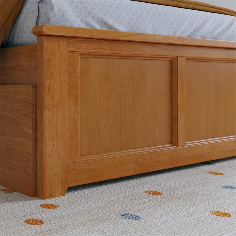 Madison Twin Platform Bed with Matching Footboard & Twin Trundle in Light Toffee