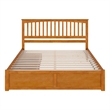 Mission King Wood Platform Bed with Footboard & Storage Drawers in Light Toffee