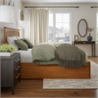 Mission King Wood Platform Bed with Footboard & Storage Drawers in Light Toffee