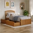 Richmond Twin XL Wood Platform Bed with Footboard and Drawers in Light Toffee