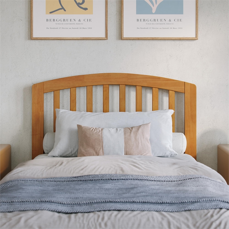 Richmond Twin XL Wood Platform Bed with Footboard and Drawers in Light Toffee