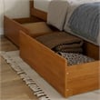 Richmond Twin XL Wood Platform Bed with Footboard and Drawers in Light Toffee