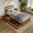 Richmond Twin XL Wood Platform Bed with Footboard and Drawers in Light Toffee