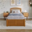 Richmond Twin XL Wood Platform Bed with Footboard and Drawers in Light Toffee