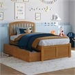 Richmond Twin Wood Platform Bed with Footboard and Drawers in Light Toffee