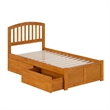 Richmond Twin Wood Platform Bed with Footboard and Drawers in Light Toffee