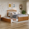 Richmond Full Wood Platform Bed with Footboard and Twin Trundle in Light Toffee