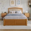 Richmond Full Wood Platform Bed with Footboard and Twin Trundle in Light Toffee